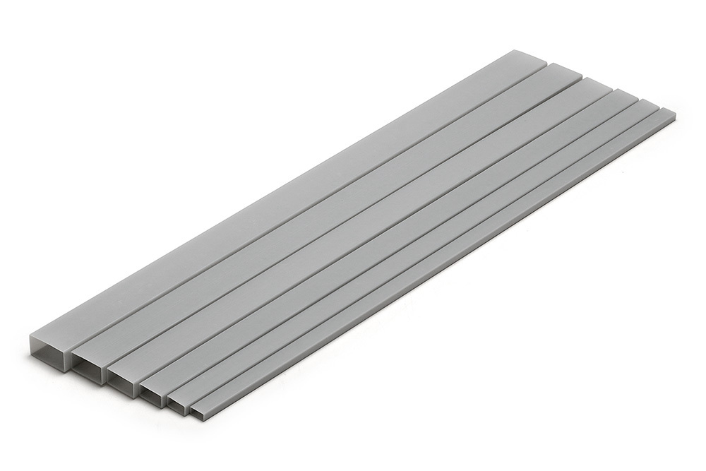 [WAVE] OM-445-480 / 446-480 PLASTIC MATERIAL RECTANGULAR TUBE GRAY (3-PACK)