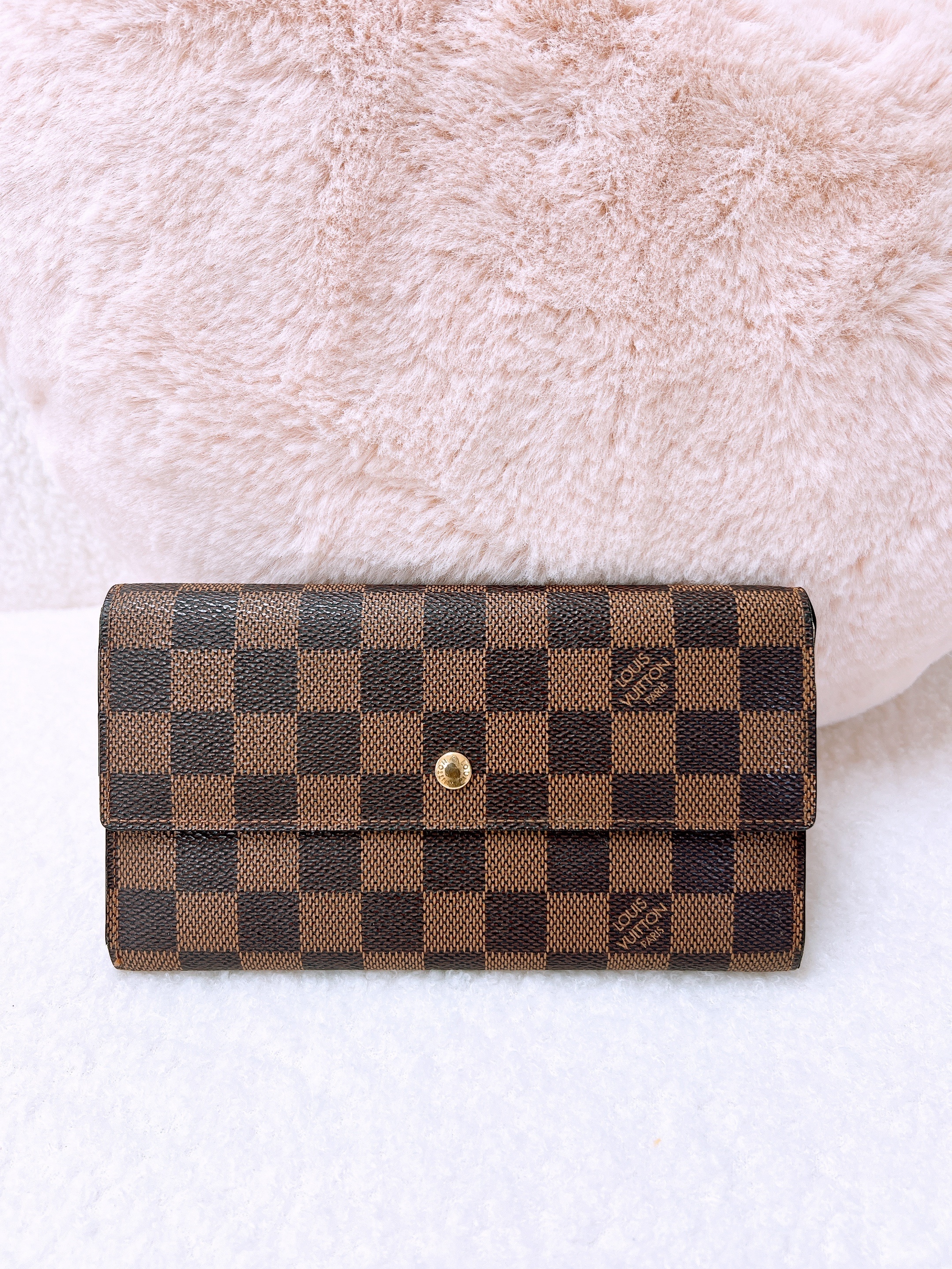 Lv long wallet (damier ebene)