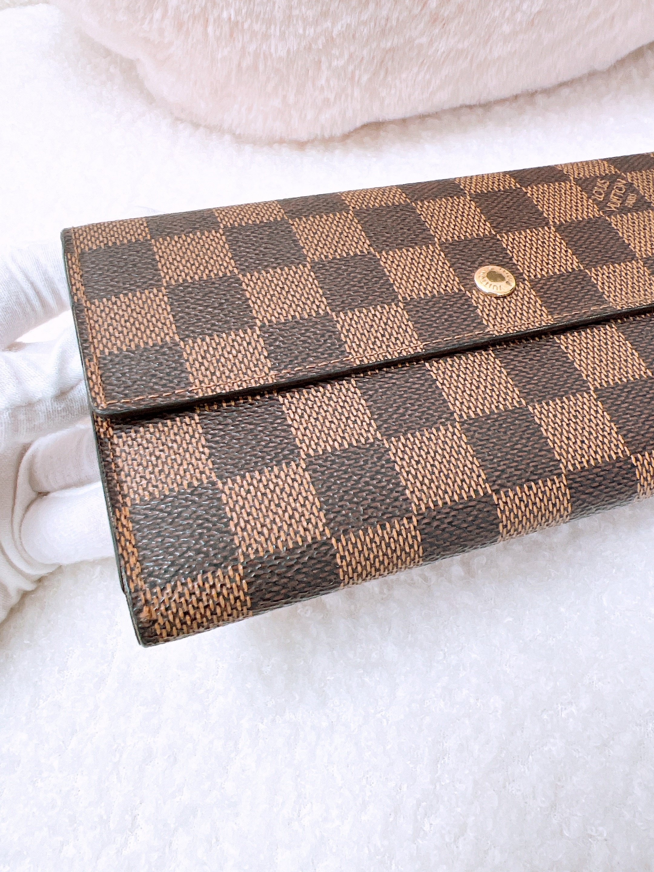 Lv long wallet (damier ebene)