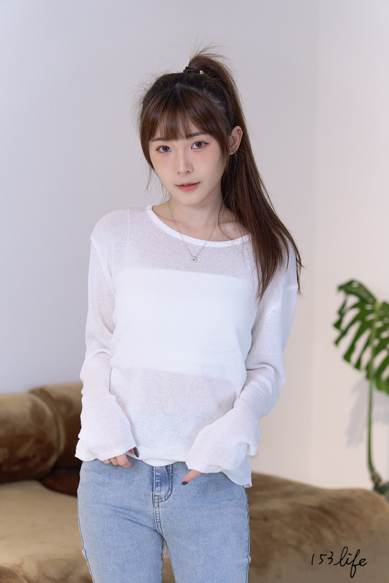 |現貨|透膚紗後綁帶圓領上衣(4色)