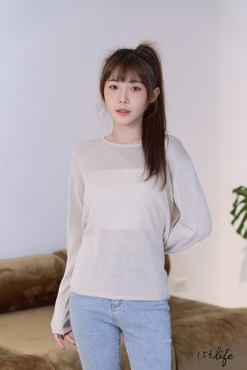 |現貨|透膚紗後綁帶圓領上衣(4色)