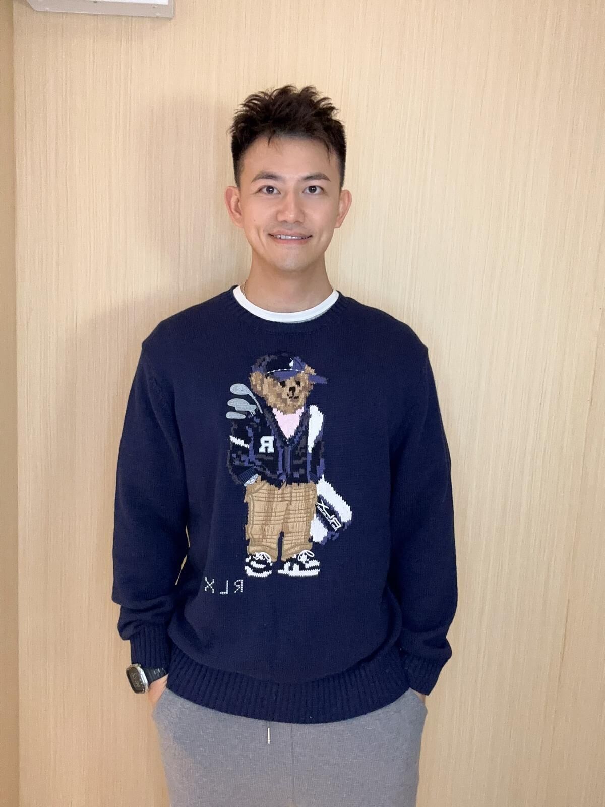 Ralph Lauren 深藍色 golf熊 針織上衣 男女同款