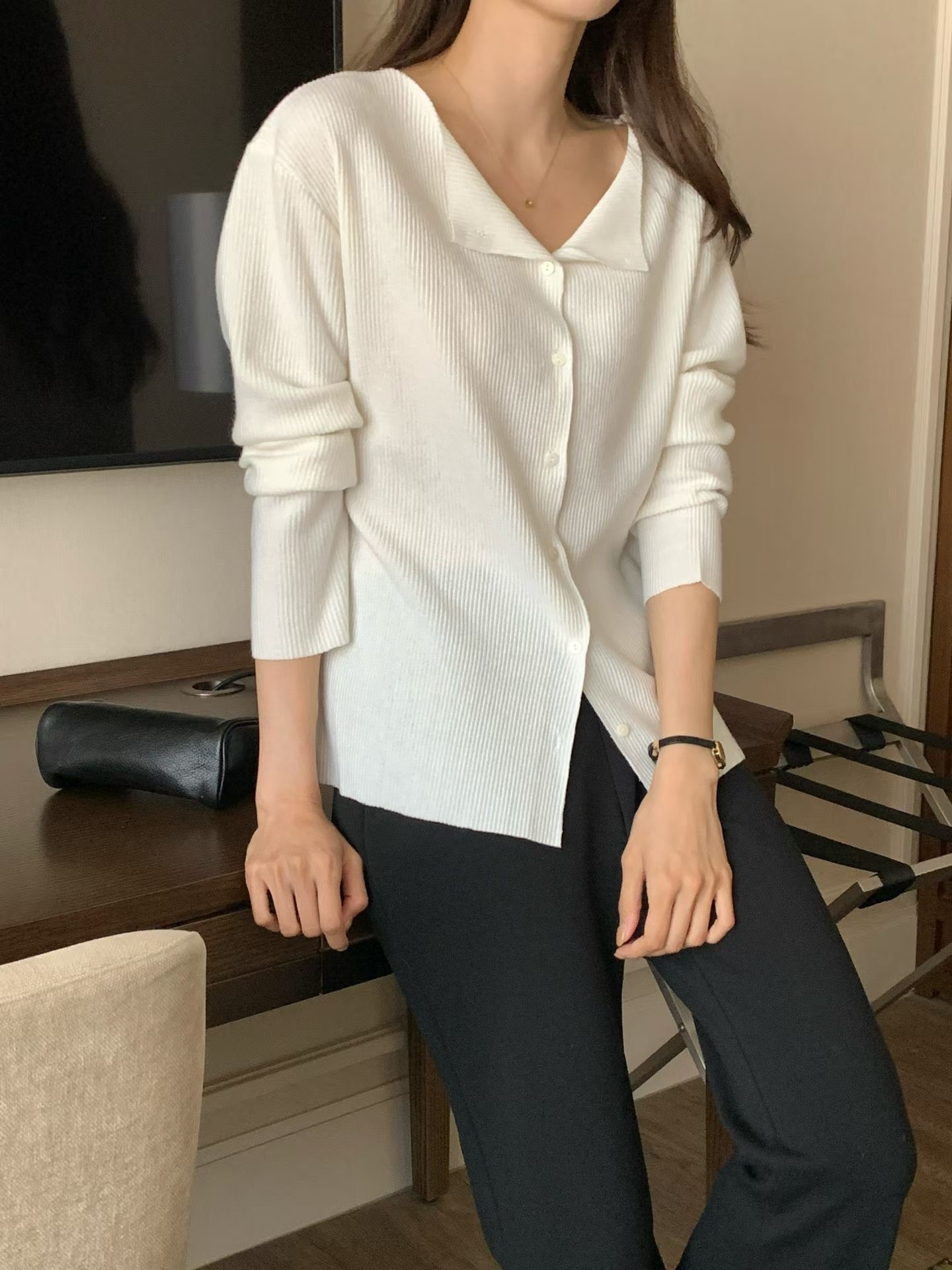 2way ribbed wool knit