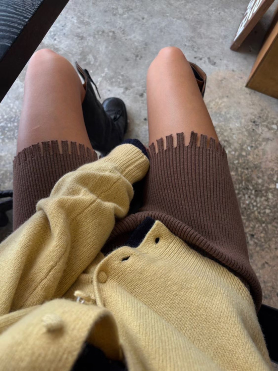 剪口針織內搭褲