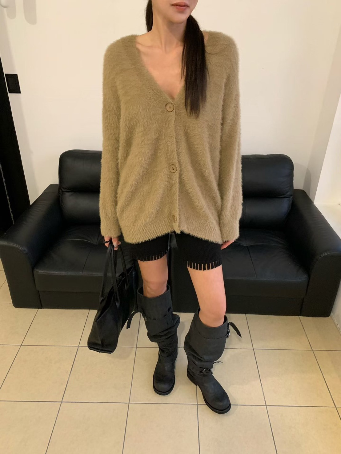 剪口針織內搭褲