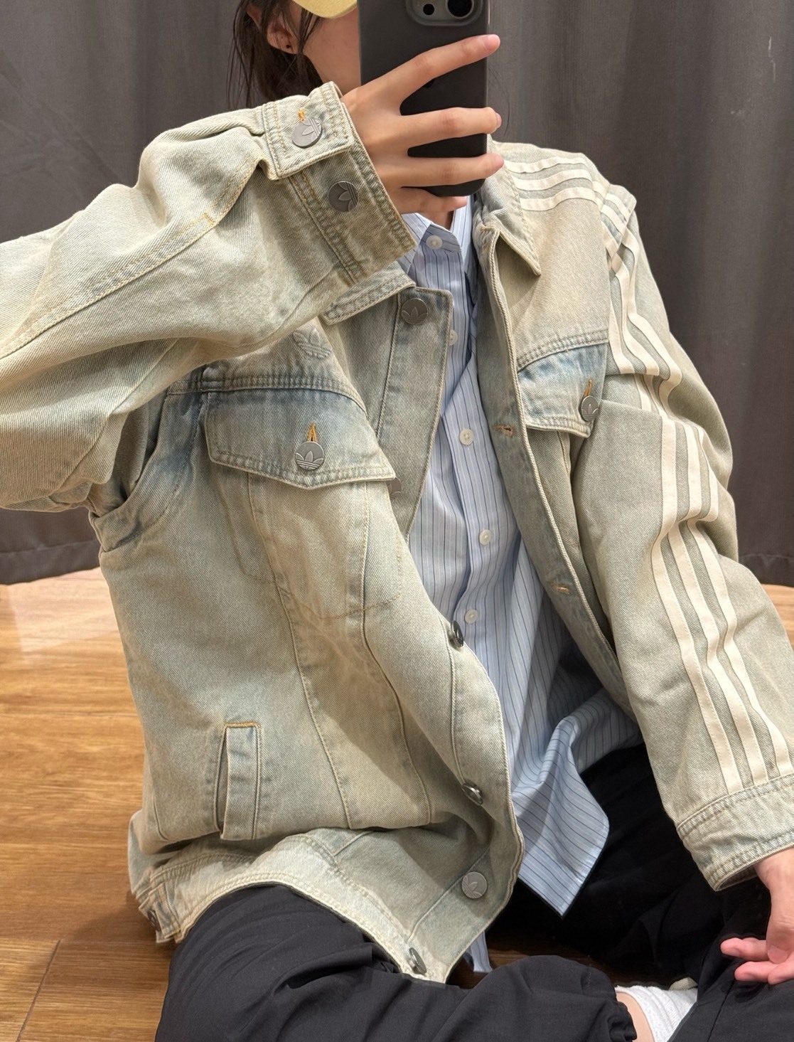 Adidas Originals Women's ADILENIUM Oversized Denim Jacket | Light Wash |