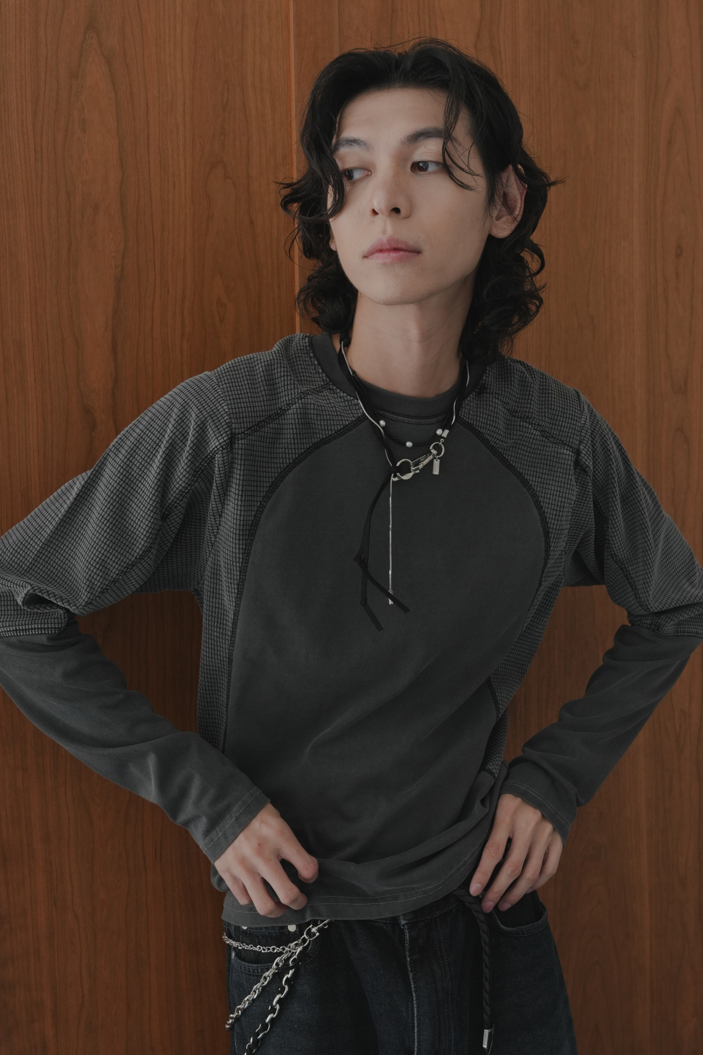 Color Block Pigment Biker Tee #上衣