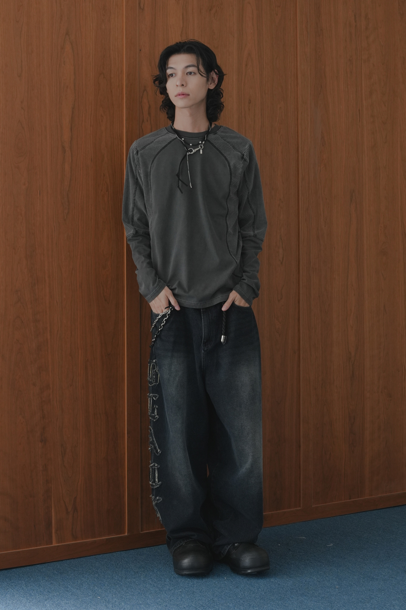 Color Block Pigment Biker Tee #上衣