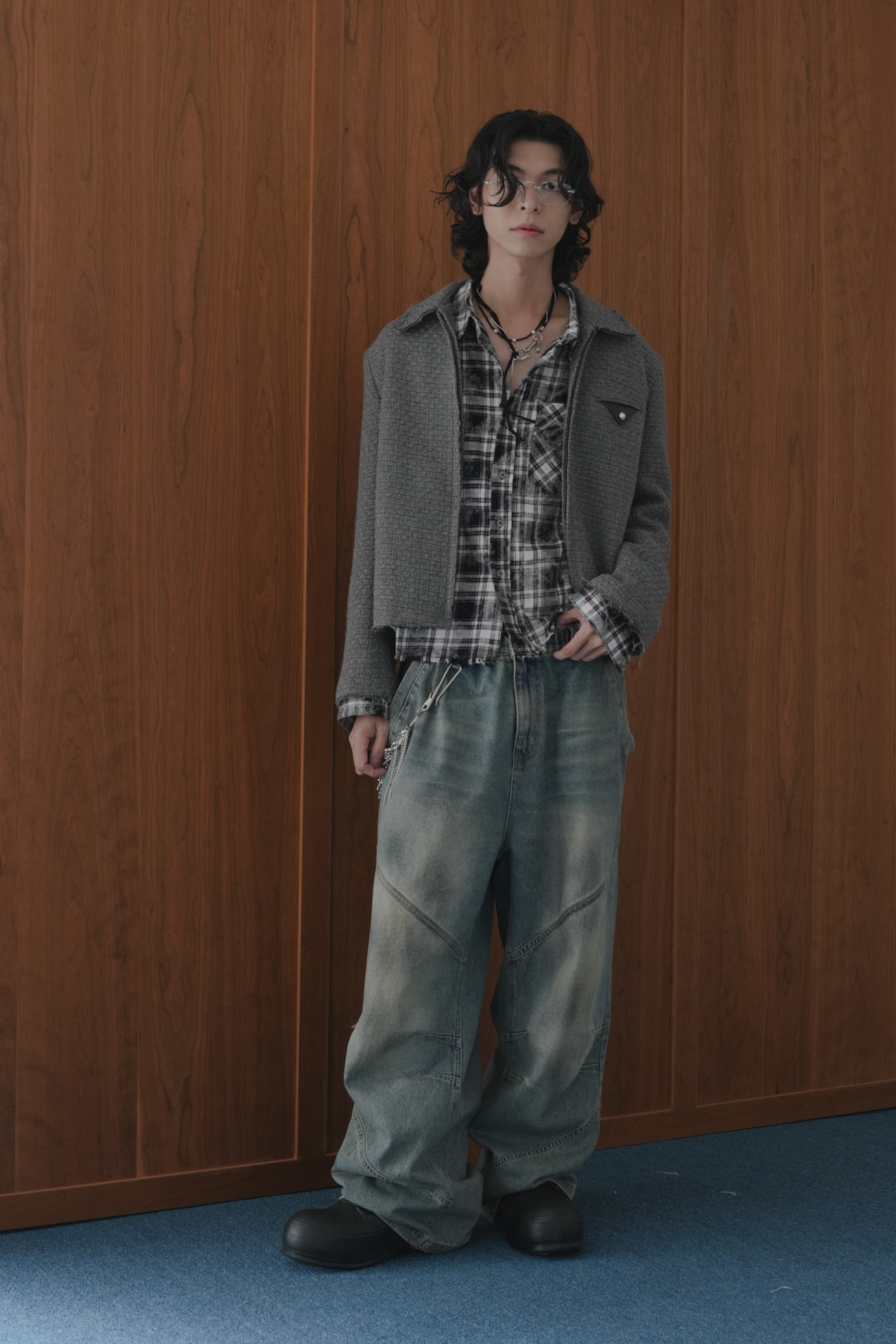 Draped Tweed Wool Cropped Blouson #外套