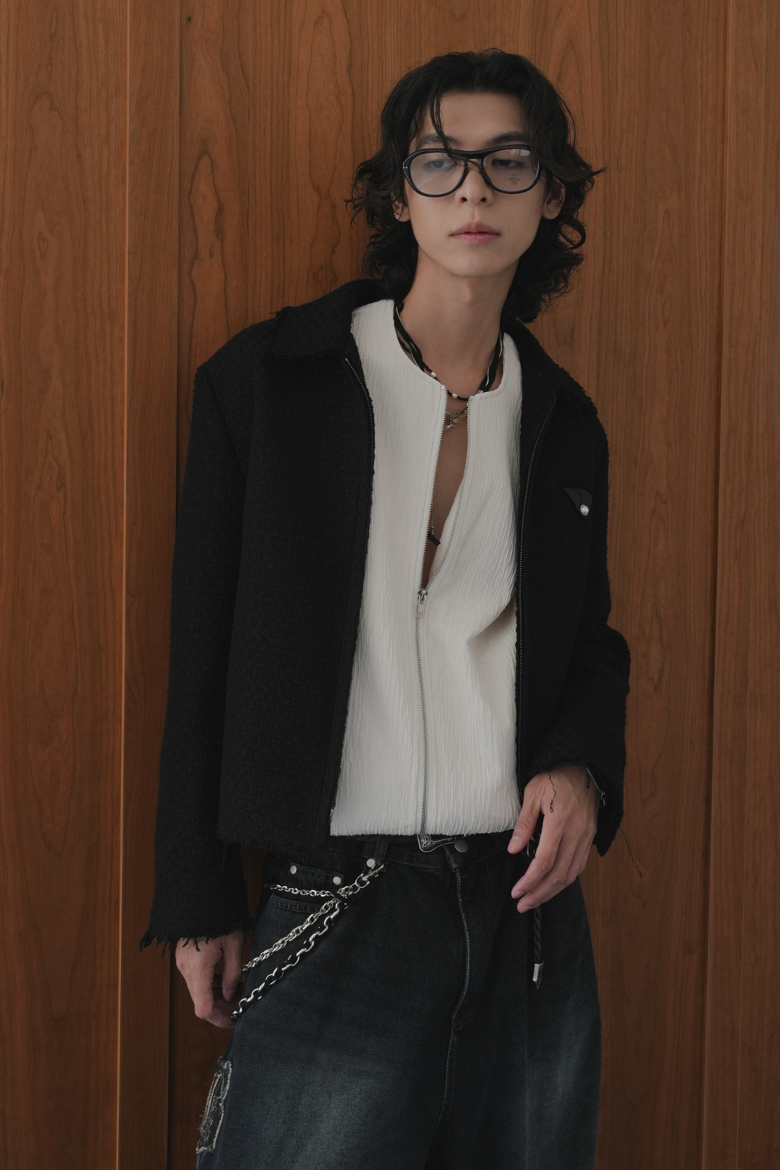 Draped Tweed Wool Cropped Blouson #外套