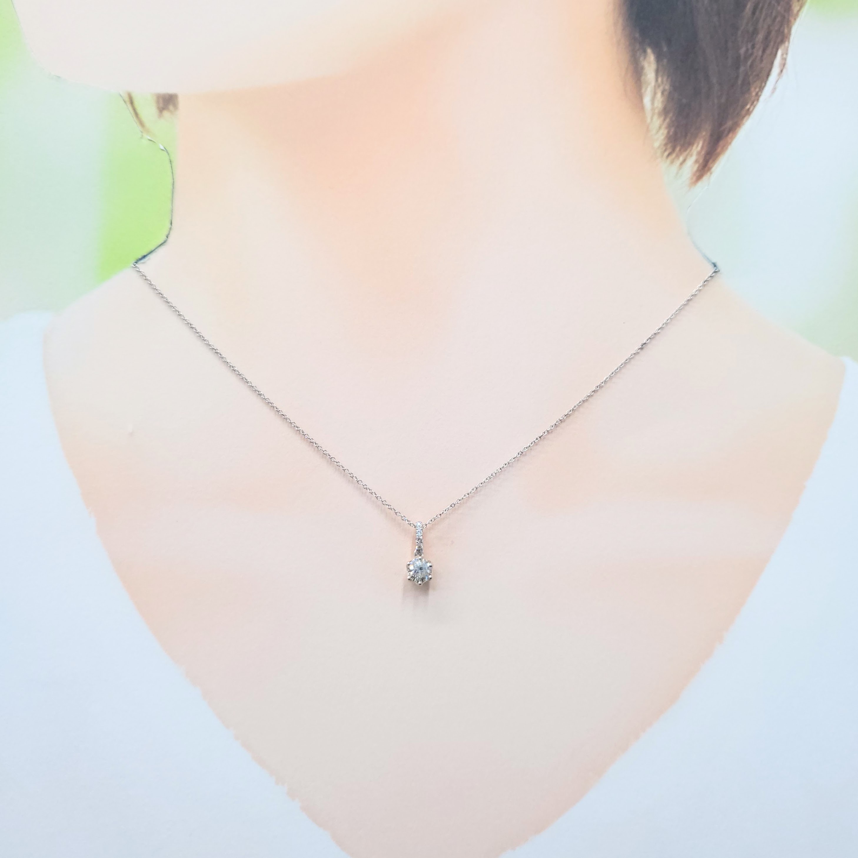 18K White Gold 0.48ct Diamond Pendant