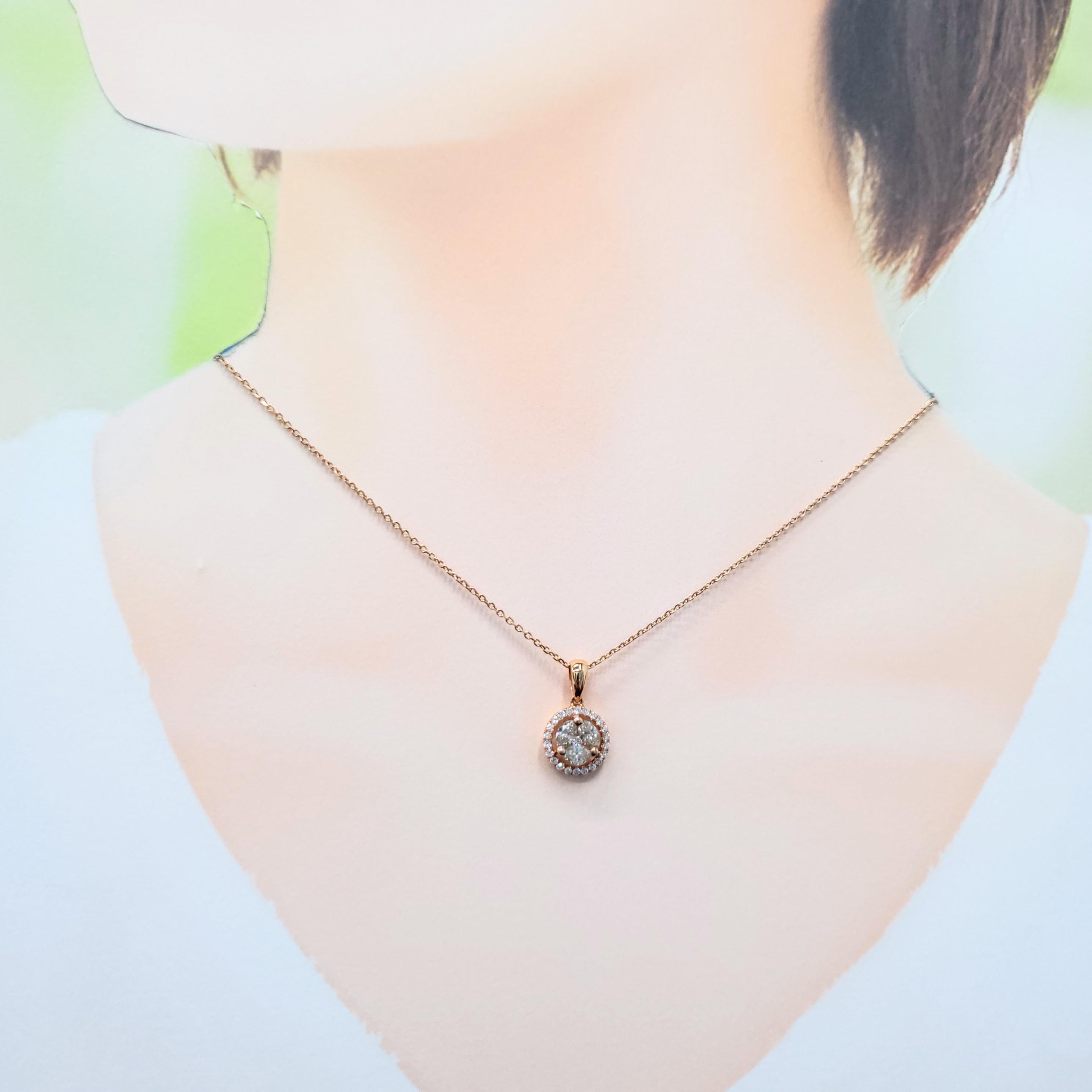 18K Rose Gold 0.76ct Diamond Pendant