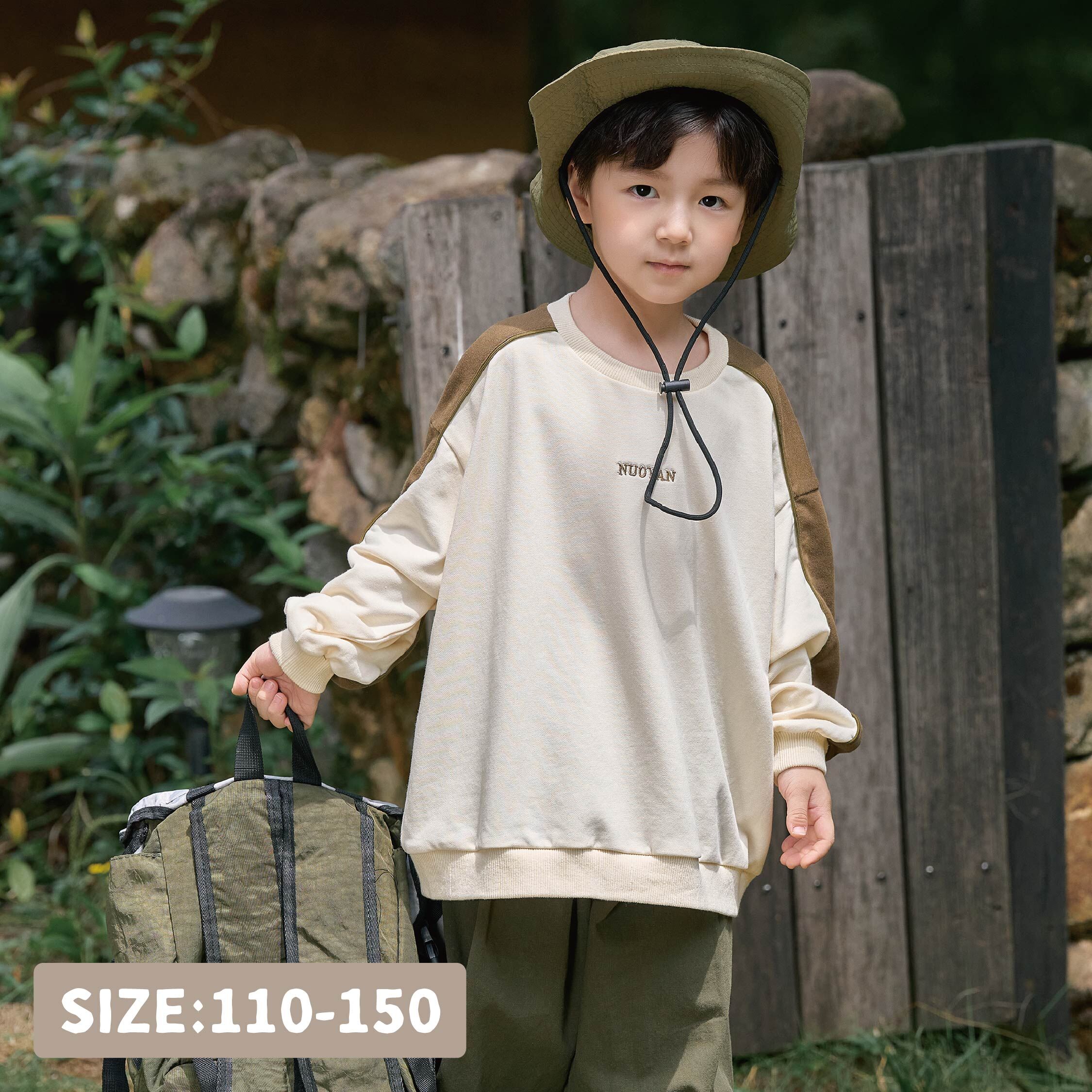 【H35258】帥氣字母刺繡拼接袖上衣