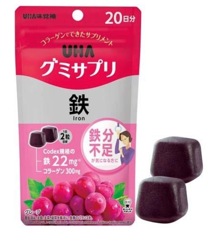 日本 UHA 味 覺糖 補鐵軟糖 20天份 40粒