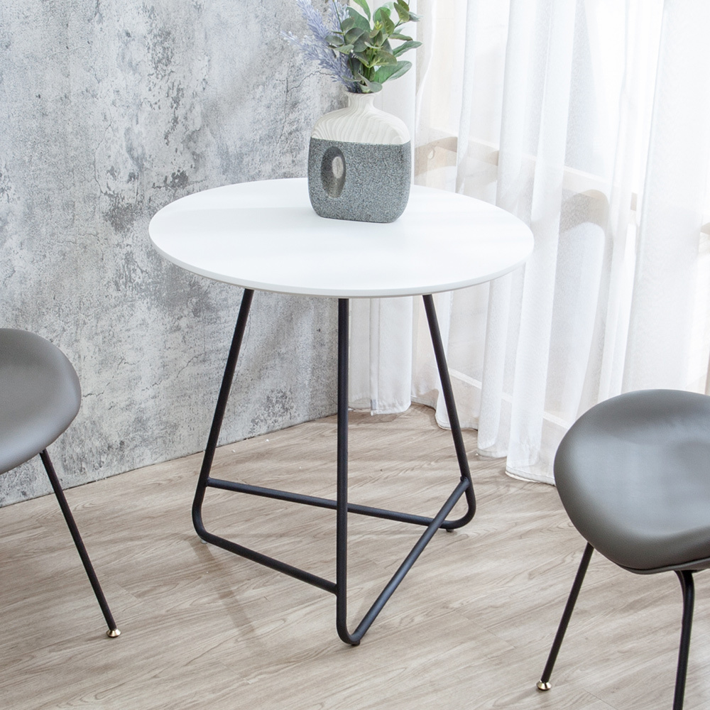奧瑪2尺工業風白色圓型小茶几/邊几/邊桌