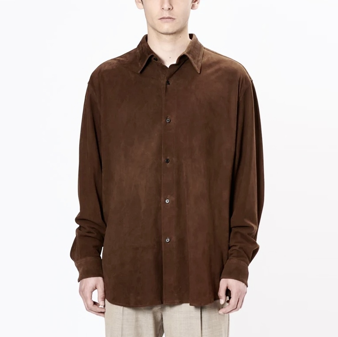 RE-STOCK: A.PRESSE 2025 SUEDE LEATHER REGULAR COLLAR SHIRT L/S (25SAP-02-02H) - PRE ORDER ITEM (預訂中)