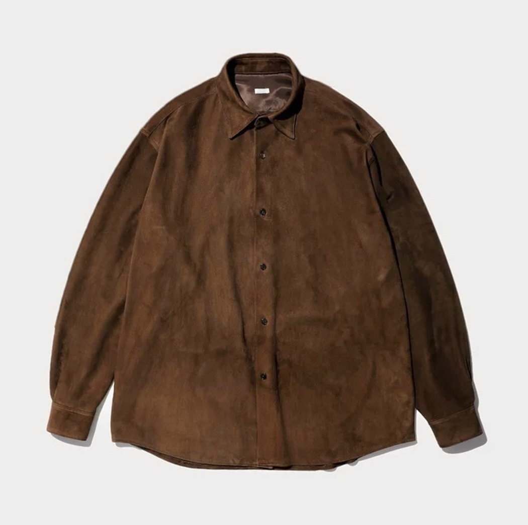 RE-STOCK: A.PRESSE 2025 SUEDE LEATHER REGULAR COLLAR SHIRT L/S (25SAP-02-02H) - PRE ORDER ITEM (預訂中)