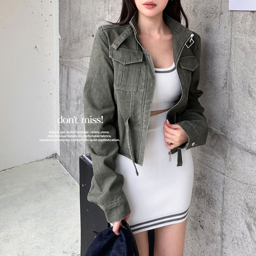 【復古騎士風】DOMISS立領短版騎士牛仔外套 (現貨)