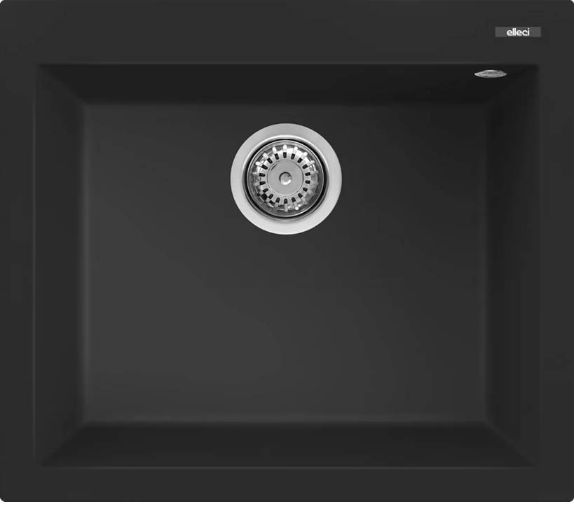 Elleci Quadra Standard 105 Ghisa花崗岩石黑色廚房枱上鋅盆 (不包括安裝)