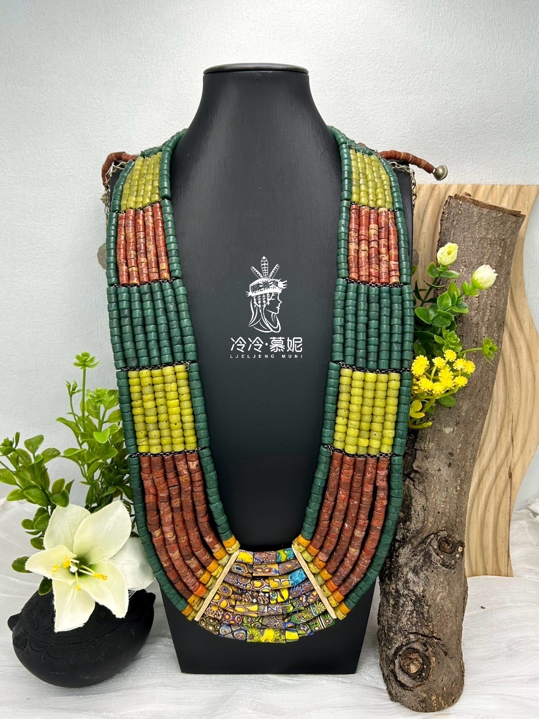 Muni-No.51貿易古珠複串長鍊89cm