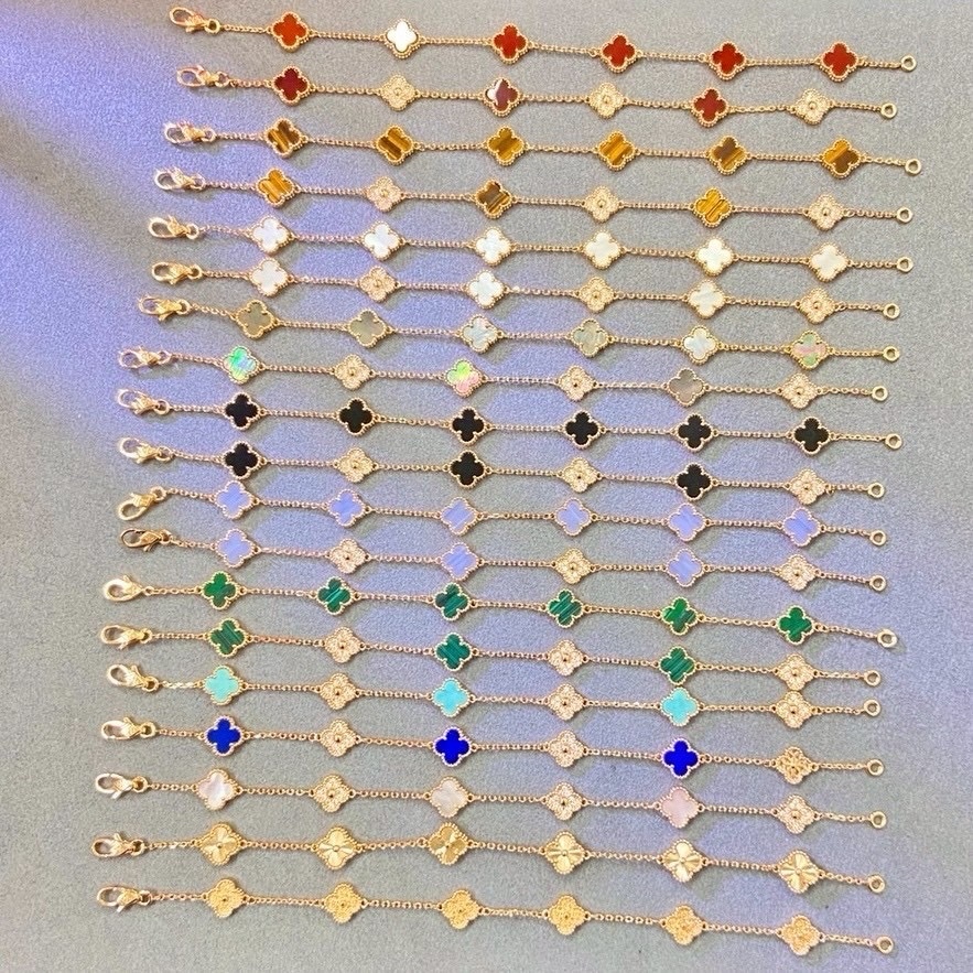 18k”mini六花四葉草”間隔滿鑽’高奢定製手鍊