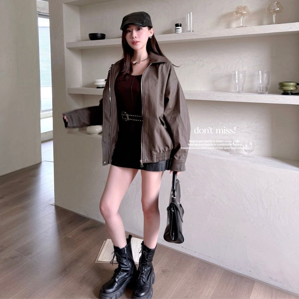 【封神爆款】DOMISS秋冬必備寬鬆皮外套-3色 高規霧面軟挺 外套 皮衣(現貨)