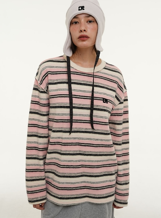 CENTAUR 復古毛絨感條紋長袖 兩色