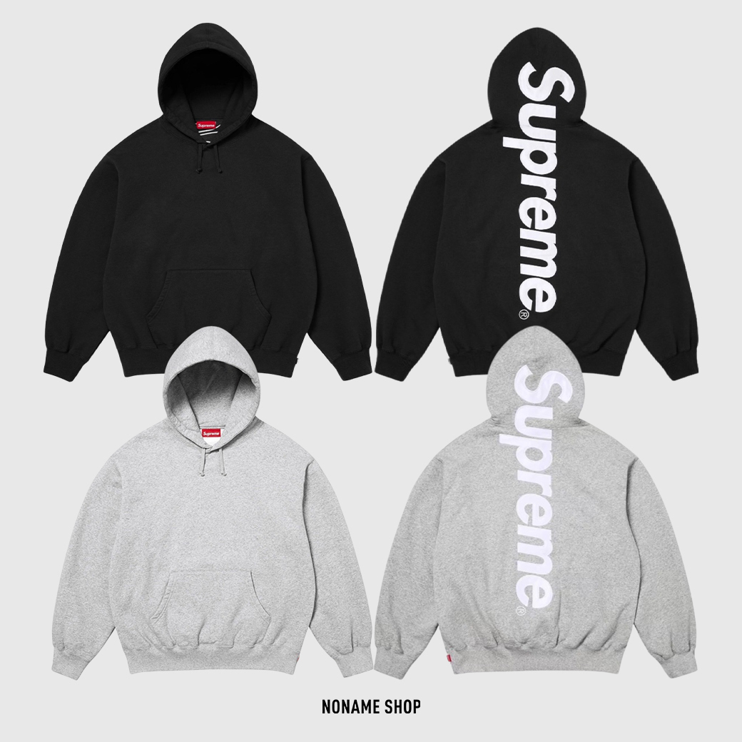 SUPREME 25FW SATIN APPLIQUE HOODED SWEATSHIRT 經典 背後 刺繡 LOGO 帽Ｔ兩色 (男款)