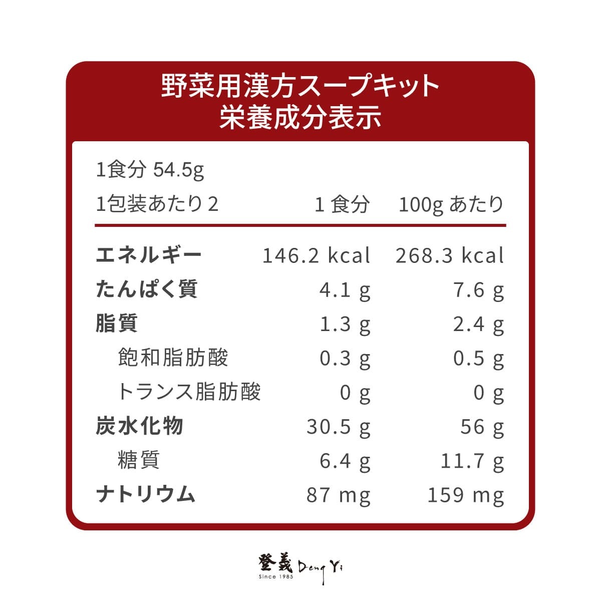 登義蔬食湯營養標示