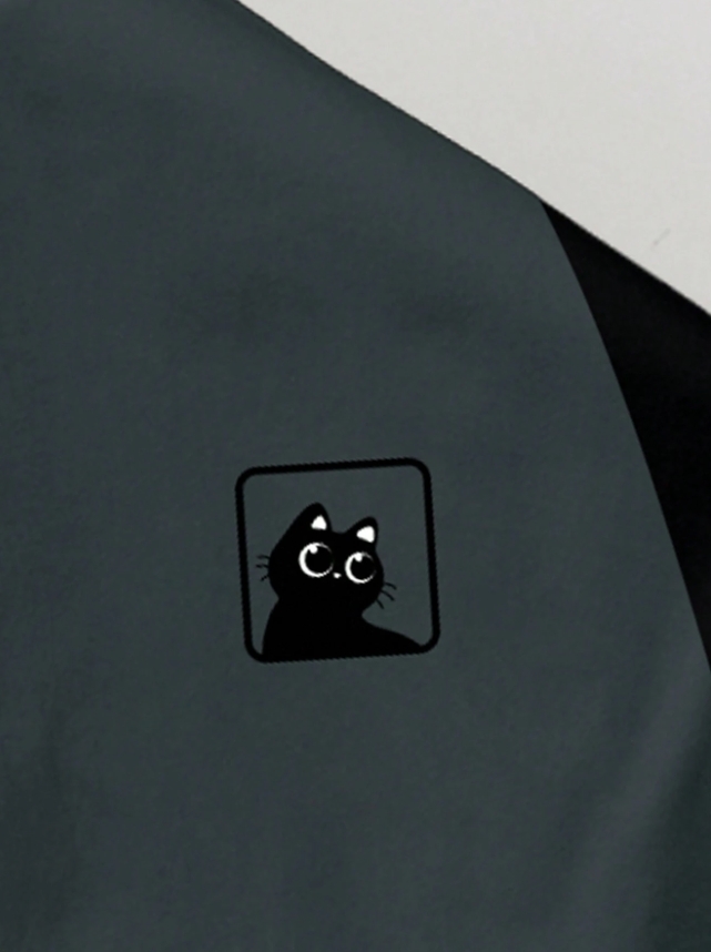 KADMAX大尺碼-大碼男插畫貓拼色短袖TEE〈KSMS2584〉