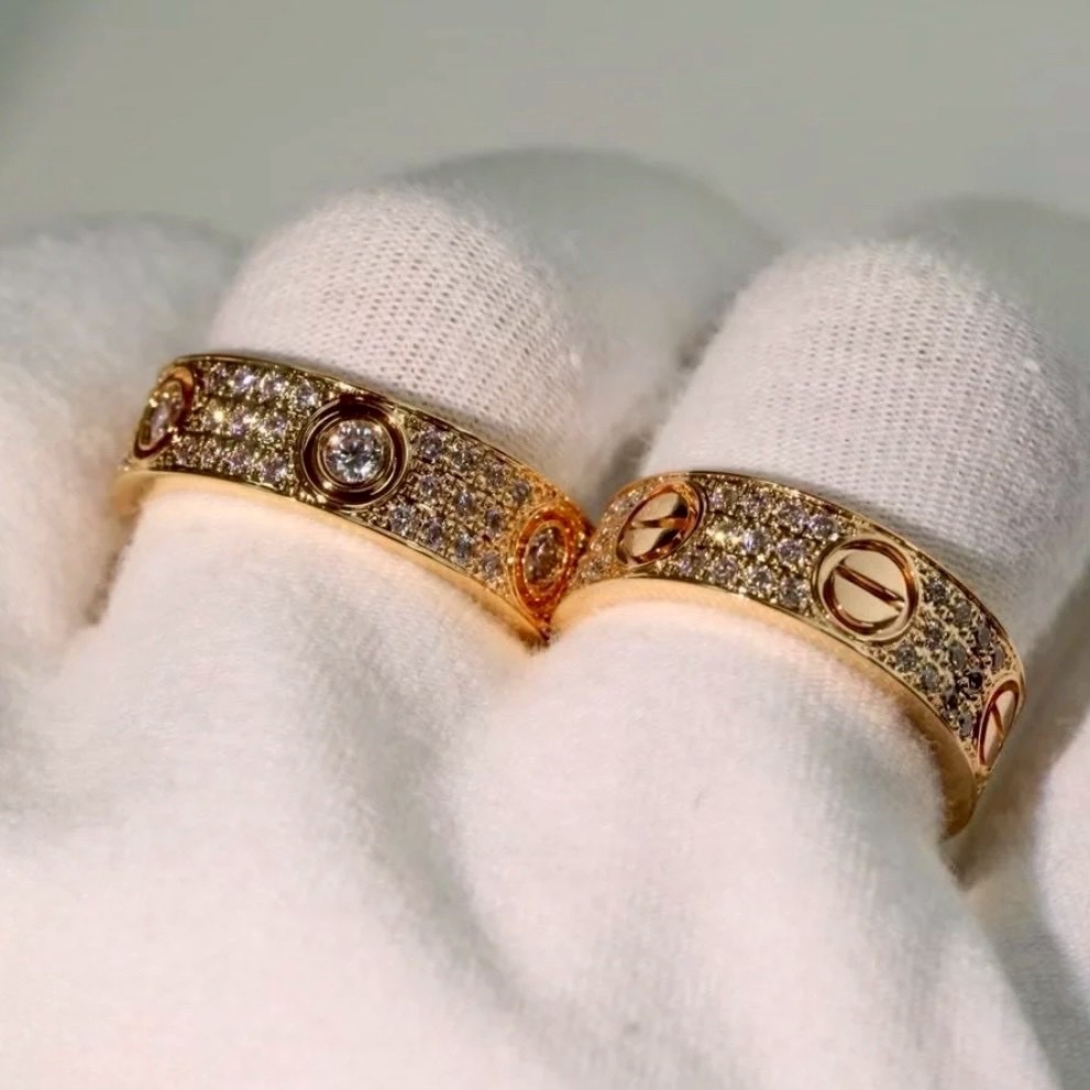 【經典版6.5mm】18k ct”Love滿天星水鑽/光面釘高奢定製戒