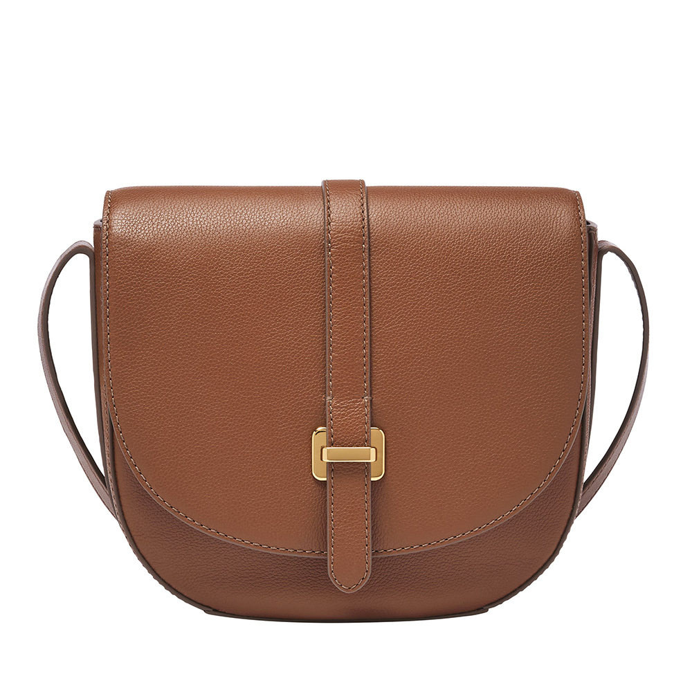 Emery 真皮斜背馬鞍包-棕色 SHB3161210