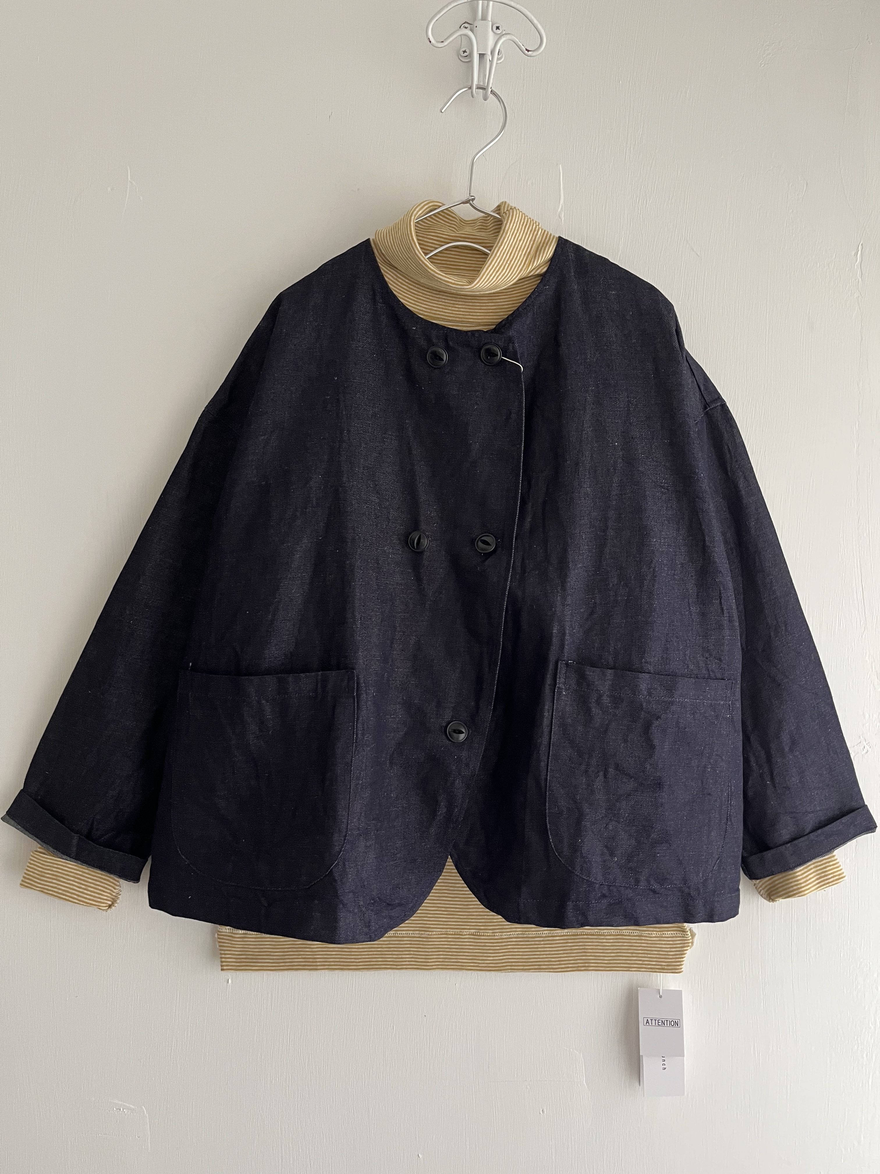 日本製yuir黑色薄料牛仔褸