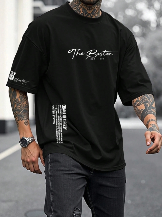 KADMAX大尺碼-大碼男休閒標語款松短袖TEE〈KSMS2585〉