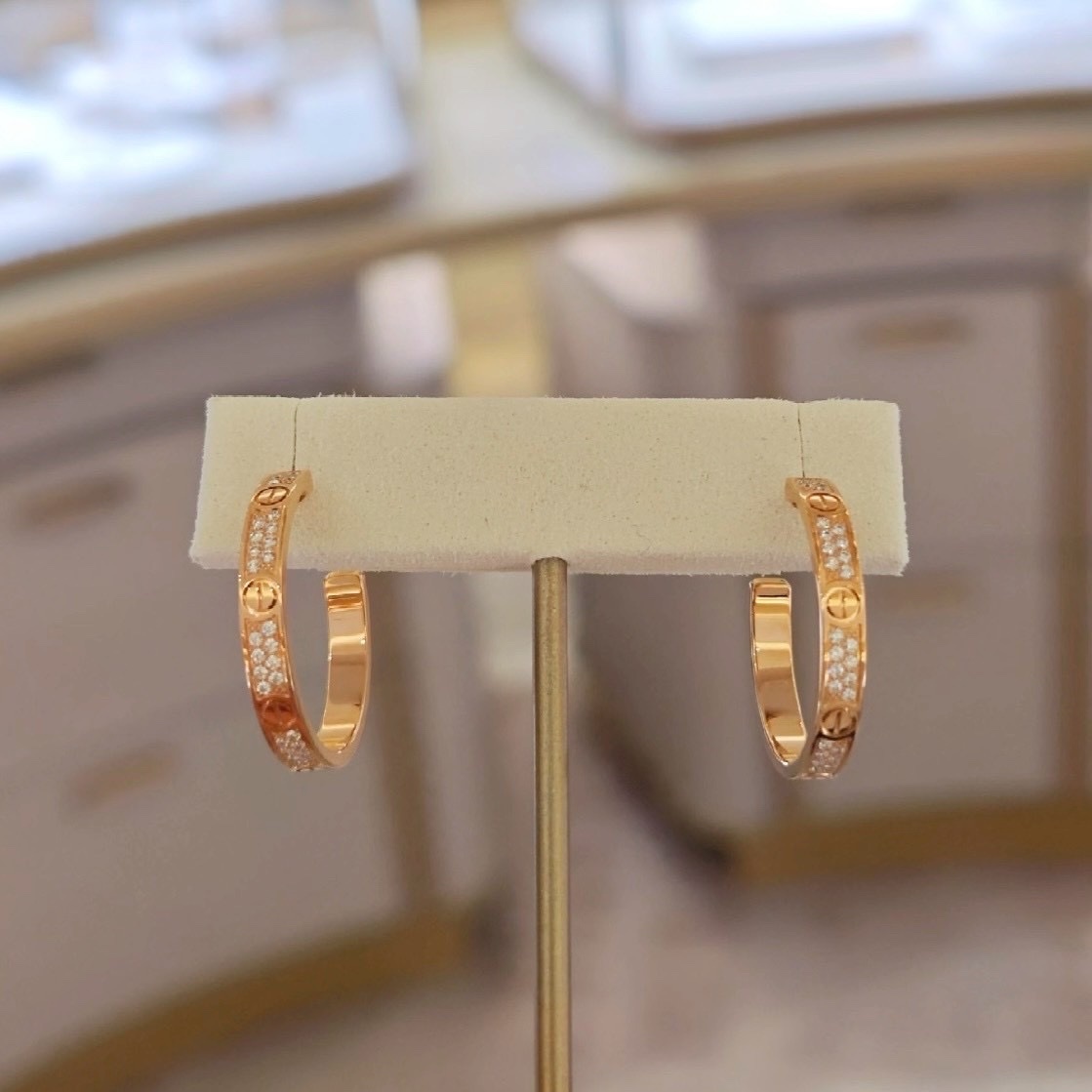 18k ct”love 滿天星鑽釘高奢定製耳釘圈