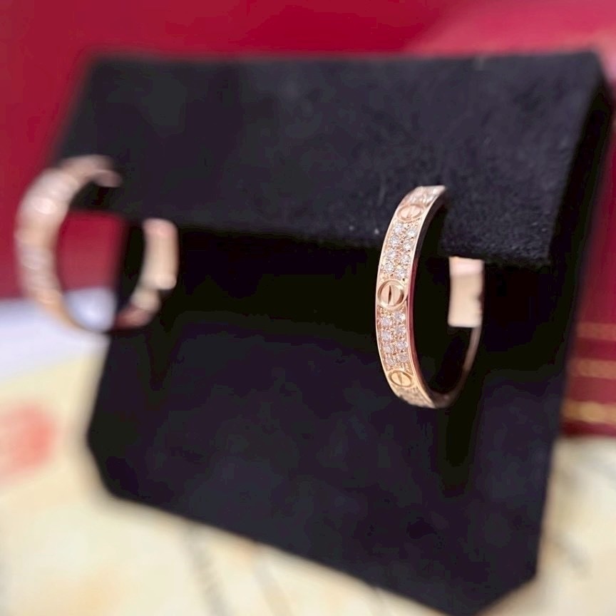 18k ct”love 滿天星鑽釘高奢定製耳釘圈