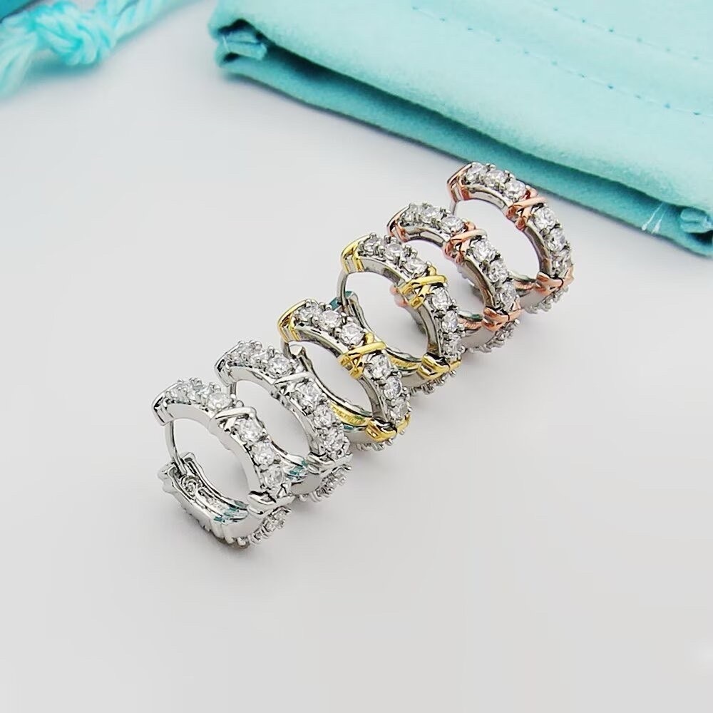 18k Ti”Sixteen Stone 經典x”十六石高奢定製耳釘圈