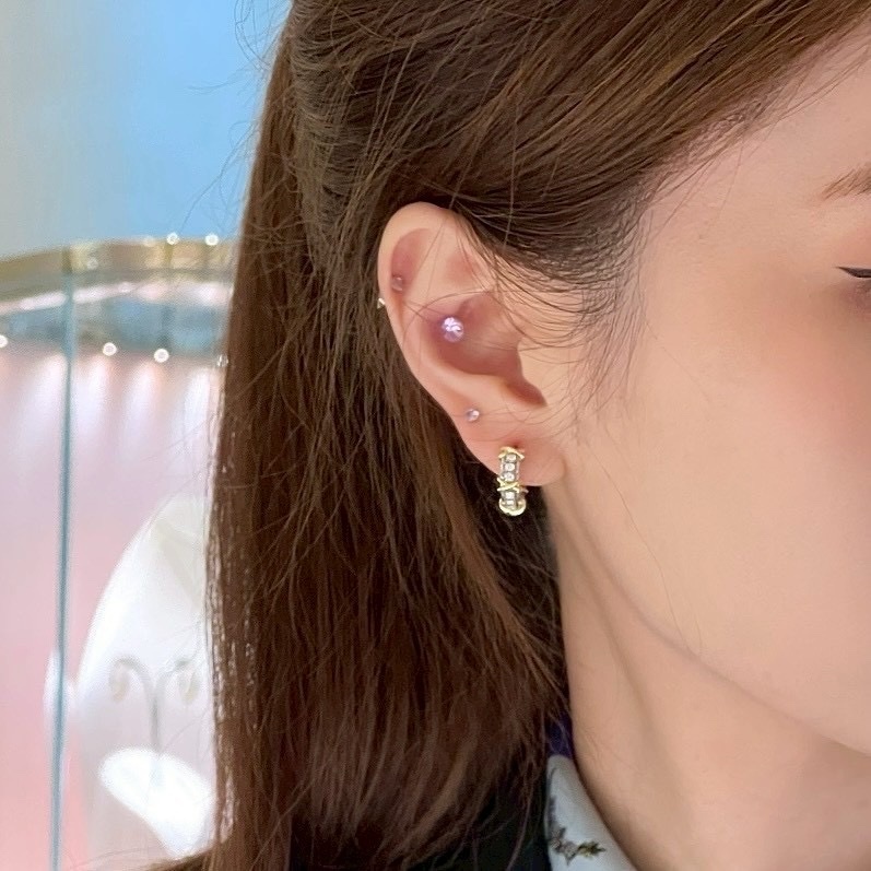 18k Ti”Sixteen Stone 經典x”十六石高奢定製耳釘圈