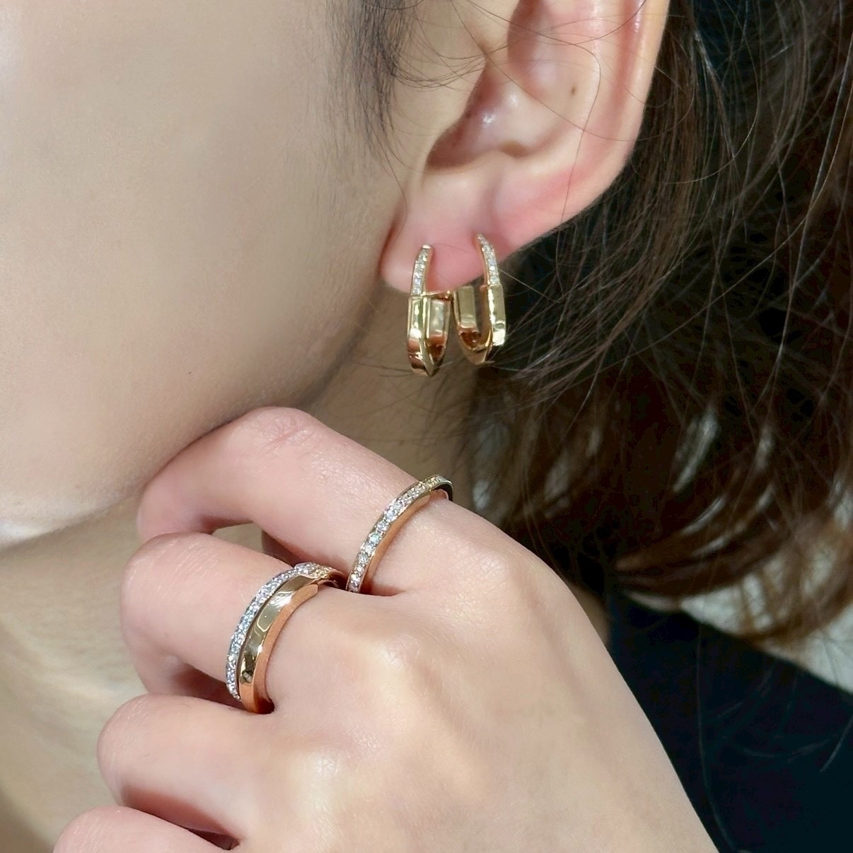 【小號半鑽】18k”Ti Lock”U型鎖高奢定製耳釘圈