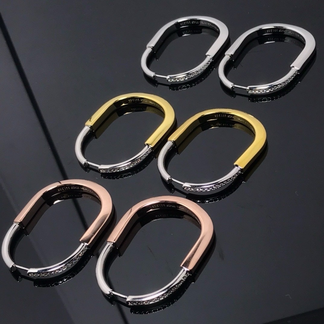 【中號半鑽】18k”Ti Lock”U型鎖高奢定製耳釘圈