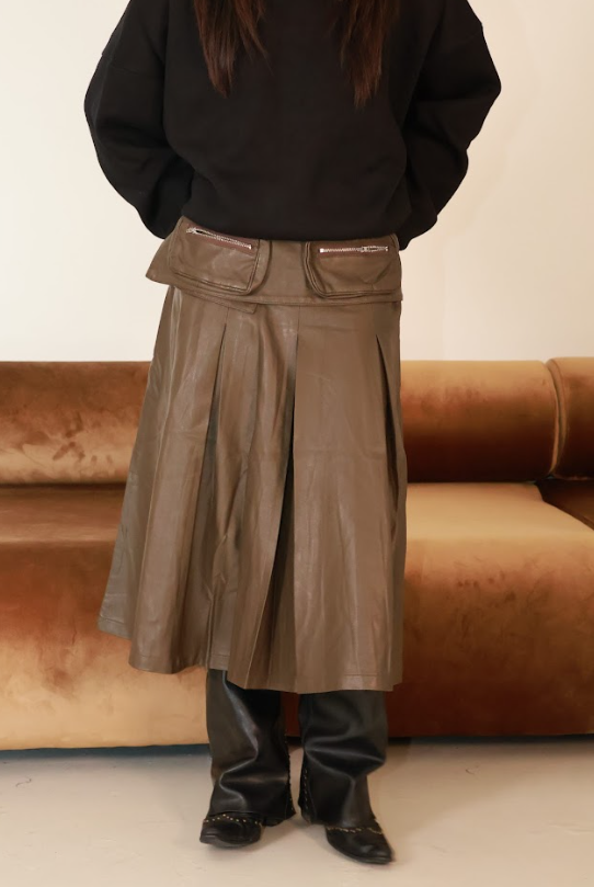 百摺 可拆卸皮帶 半身群 #皮裙