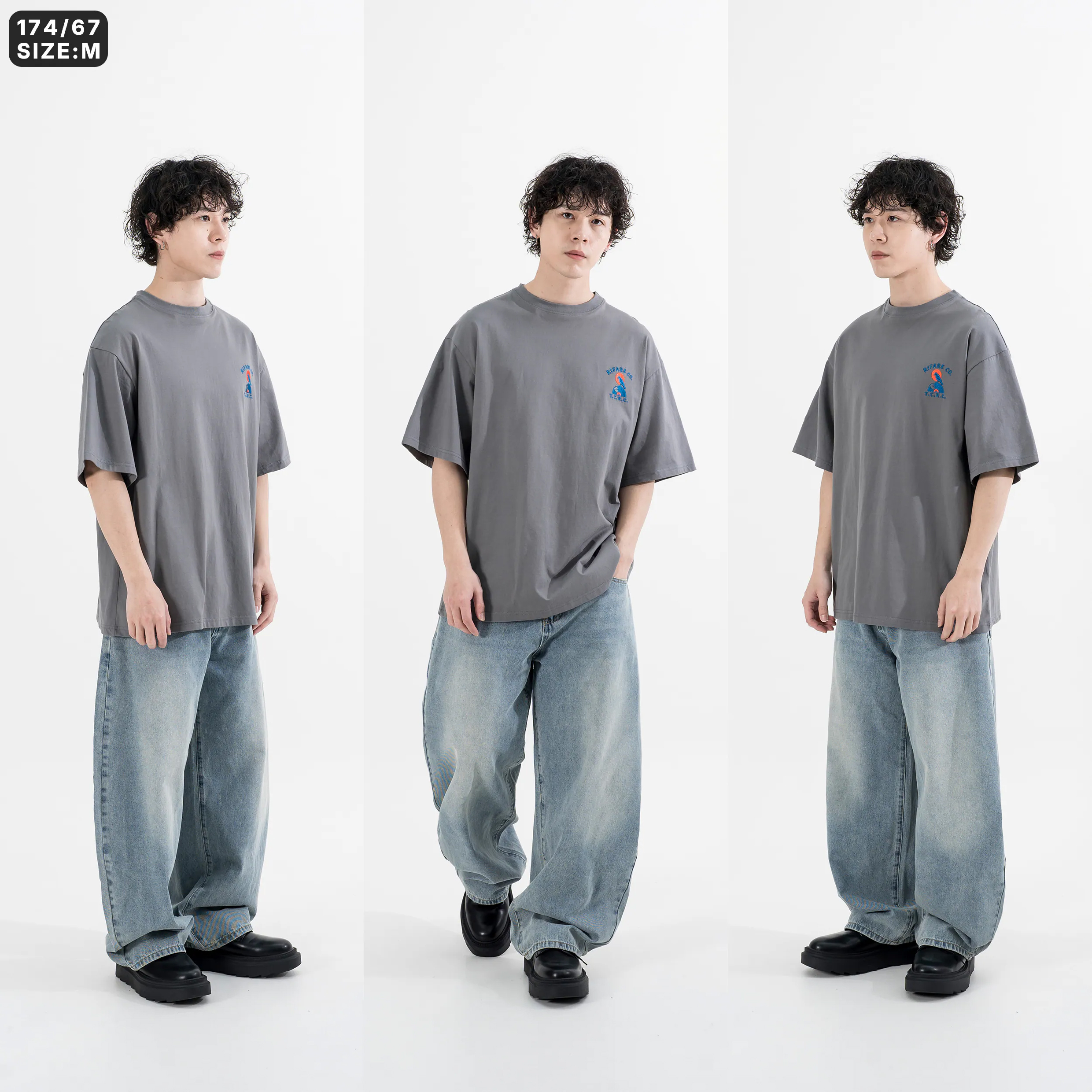 Curved Washed Jeans 水洗刷色 彎刀 牛仔褲 [B-2503-6]