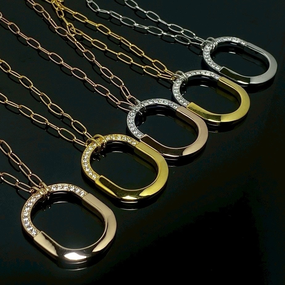 【中號滿鑽/半鑽/光面】18k”Ti Lock”U型鎖高奢定製項鍊