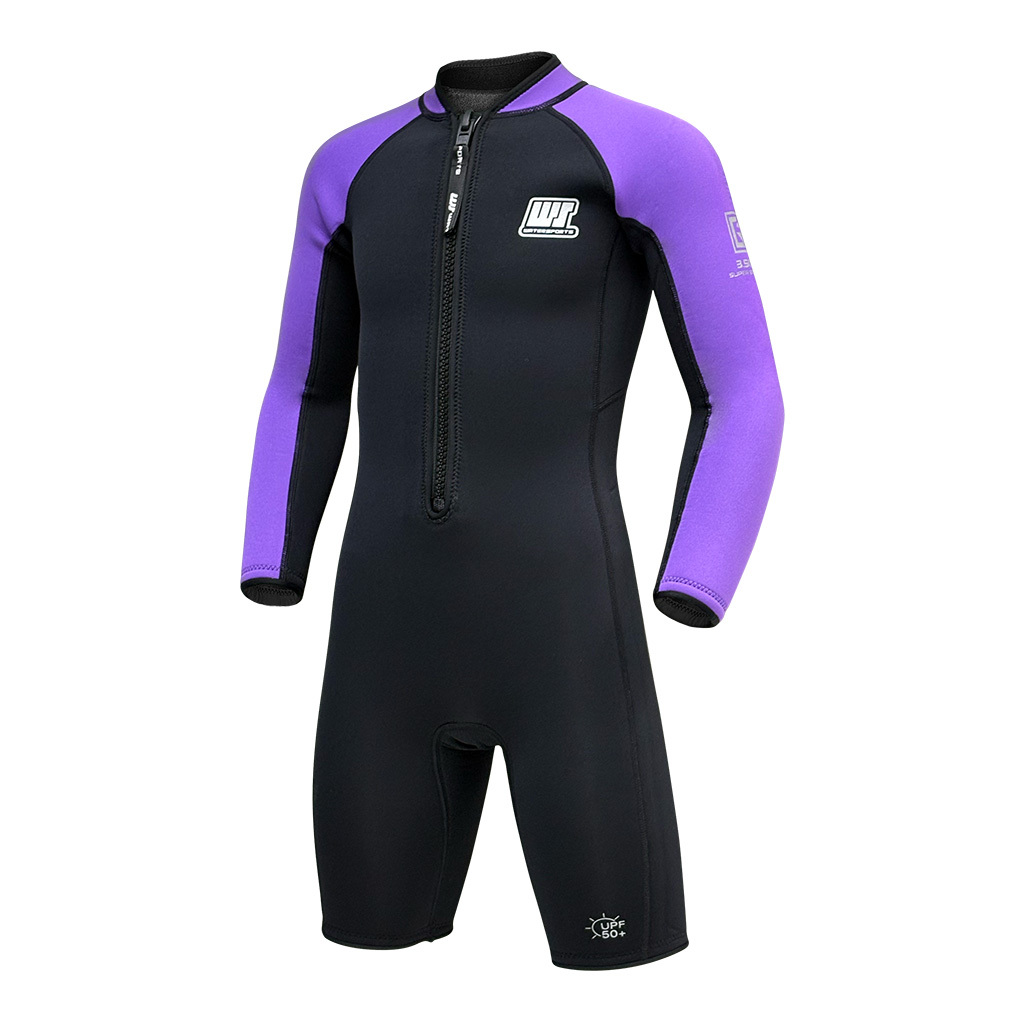 3.5mm 兒童 CR 絨毛內裡游泳連身保暖衣 - 紫