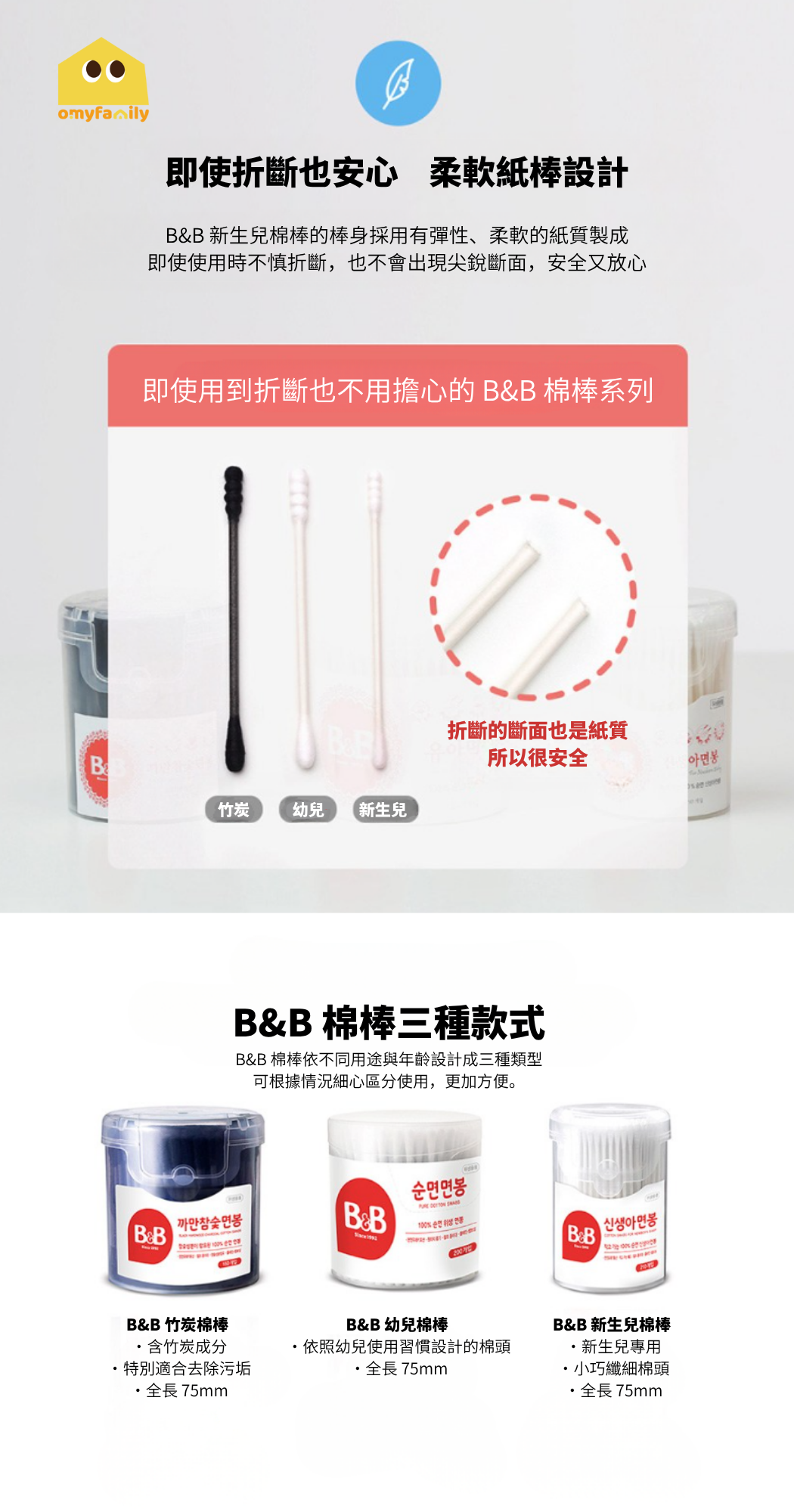 B&B 初生嬰兒棉花棒 210支