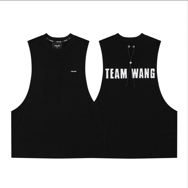 TEAM WANG 王嘉爾同款初代矽膠字母無袖坎肩男女百搭背心
