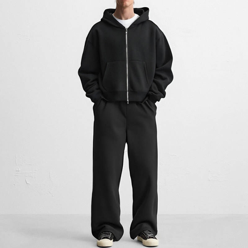 2025秋冬新款重磅短版純棉運動連帽外套套裝