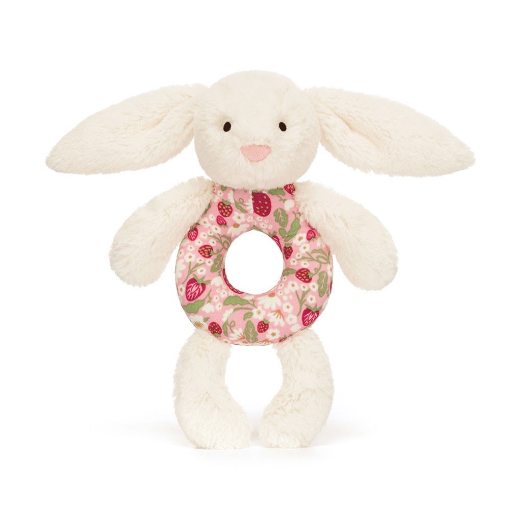 JELLYCAT Blossom Cream Bunny Berry RingRattle碎花典雅白兔 手搖鈴