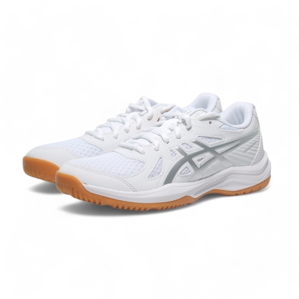 ASICS 排球鞋 UPCOURT 6 白銀 膠底 室內 羽排鞋 女 1072A107100
