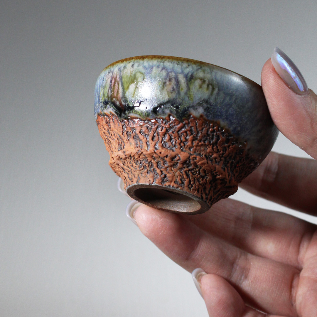 夜幕半釉磚紅品茗杯